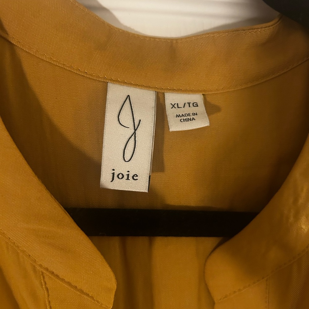 Joie Mustard Split-Neck Cap-Sleeve Tunic Top - Picture 3 of 3